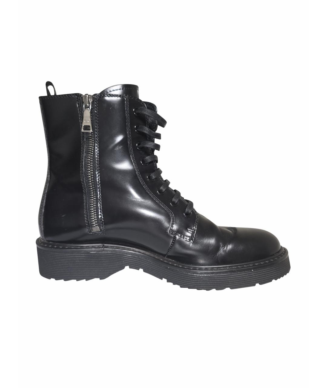 PRADA Черные ботинки из лакированной кожи, фото 1