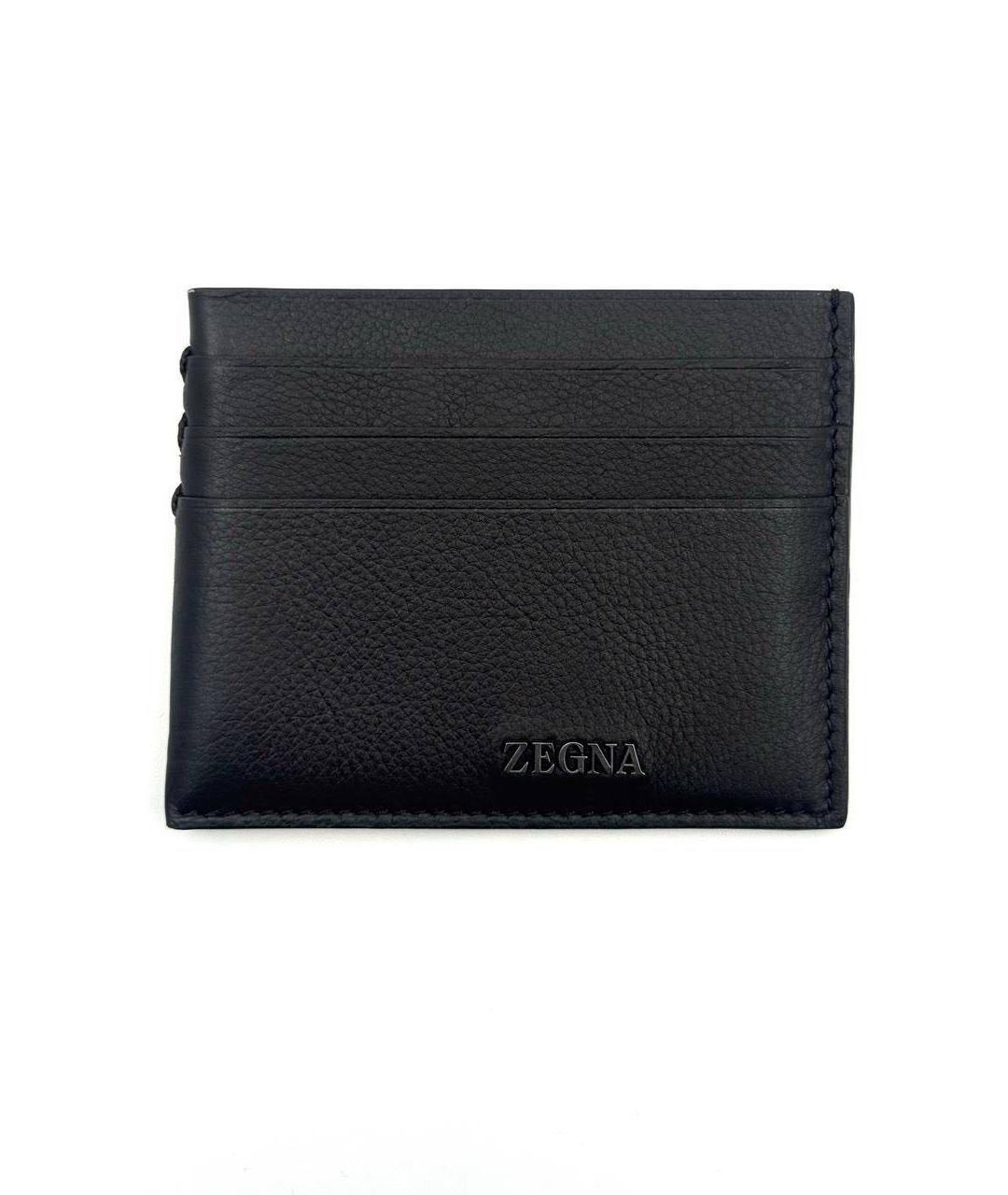 ZEGNA Черный кожаный кардхолдер, фото 1
