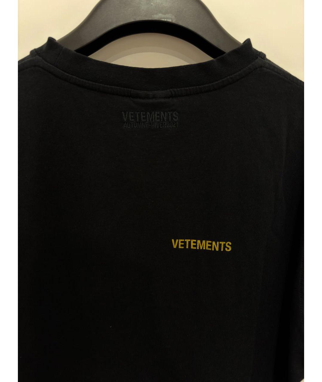 VETEMENTS Черная хлопковая футболка, фото 5