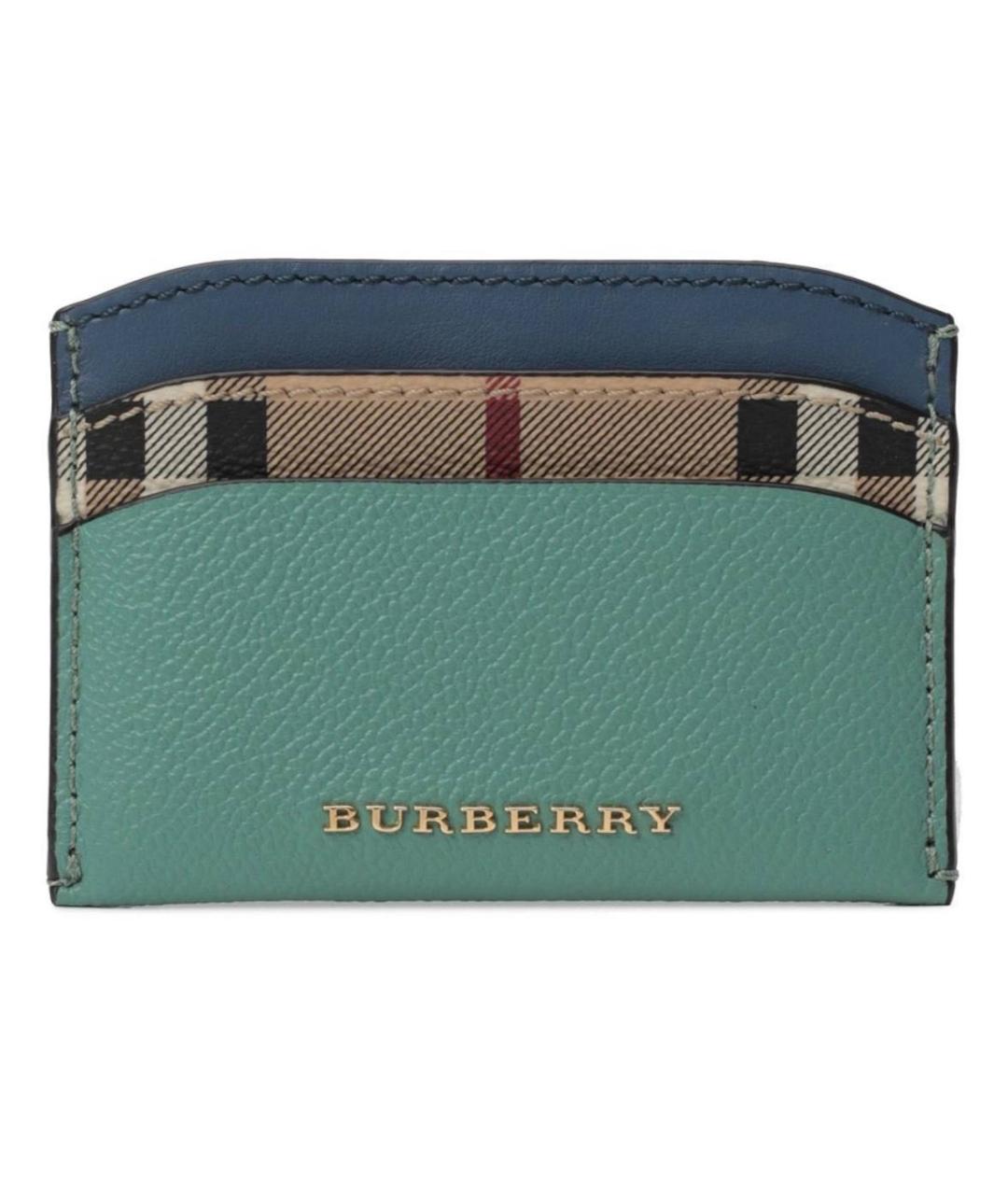BURBERRY Бирюзовый кожаный кардхолдер, фото 1