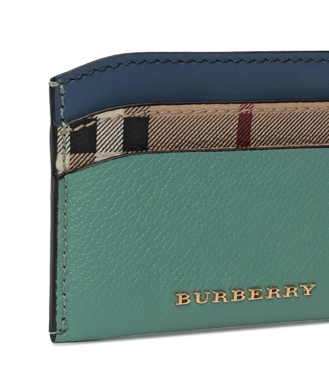 BURBERRY Бирюзовый кожаный кардхолдер, фото 4