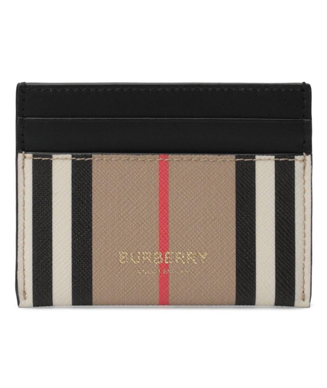 BURBERRY Бежевый кожаный кардхолдер, фото 1