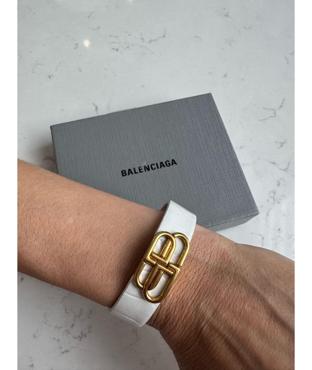 BALENCIAGA Белый кожаный браслет, фото 6