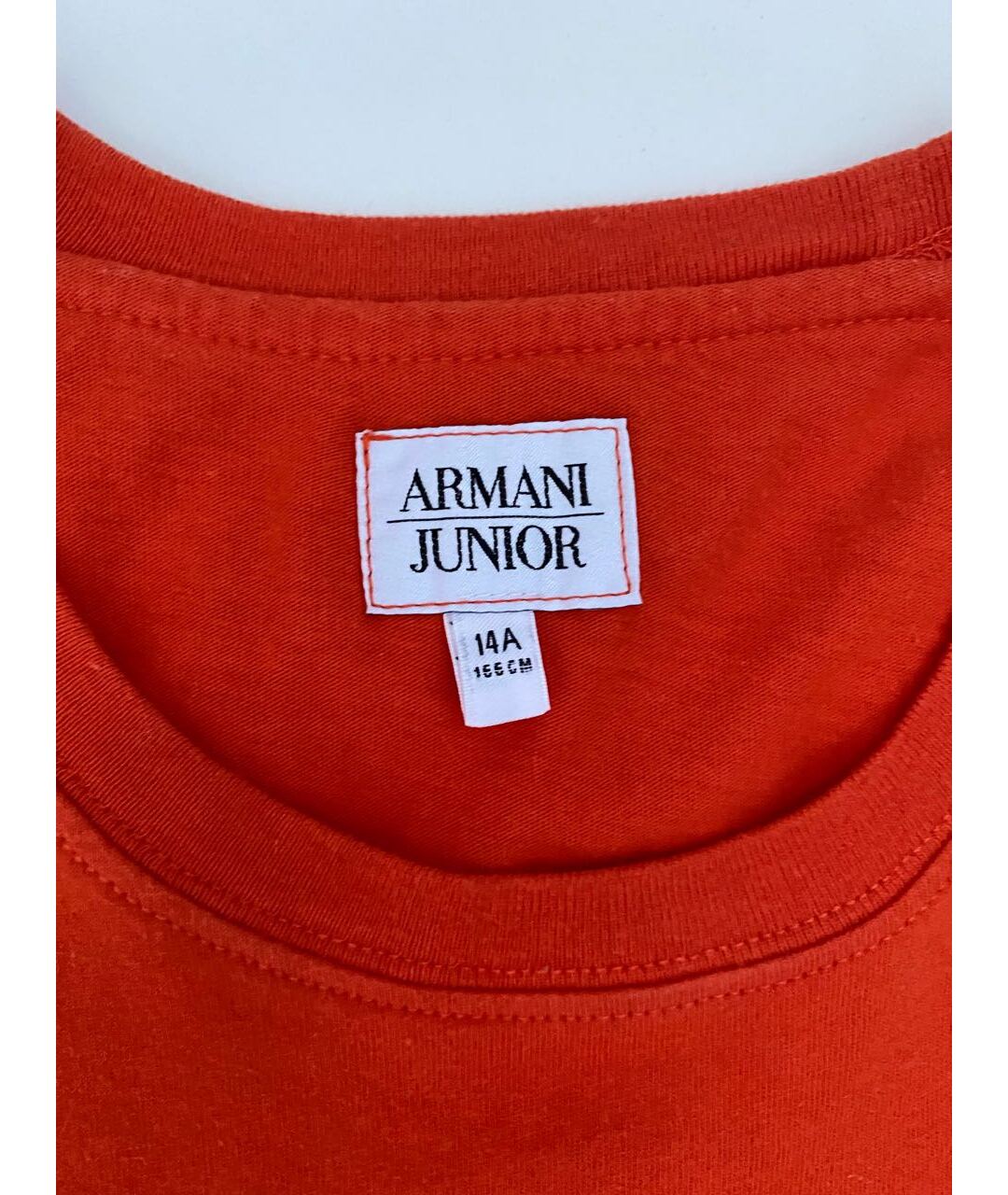 ARMANI JUNIOR Коралловая хлопковая детская футболка, фото 3