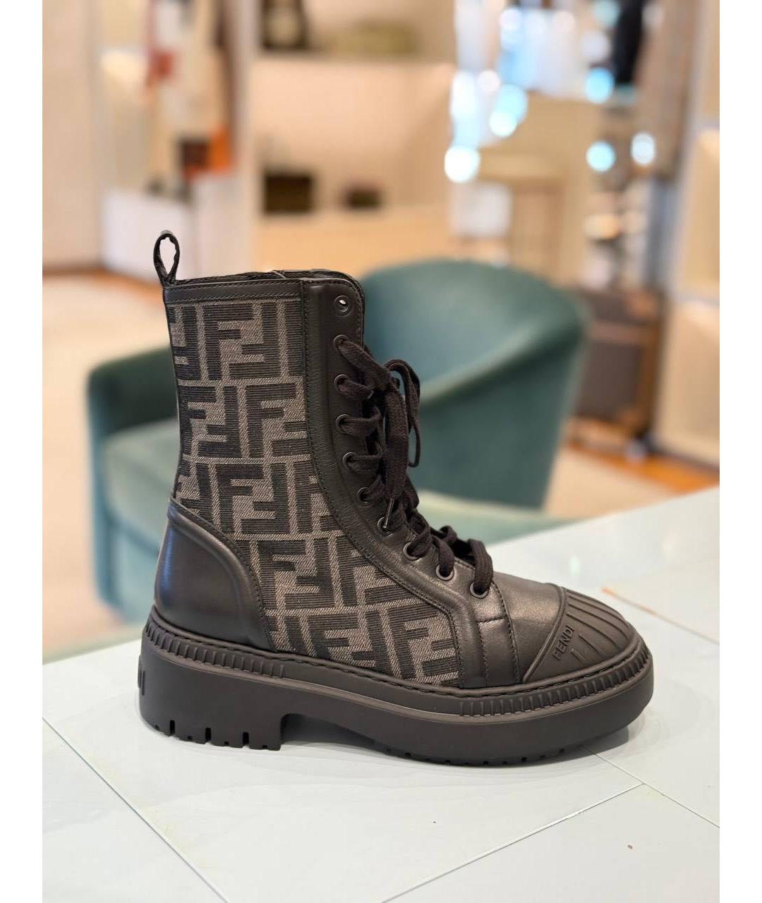 FENDI Черные текстильные сапоги, фото 5