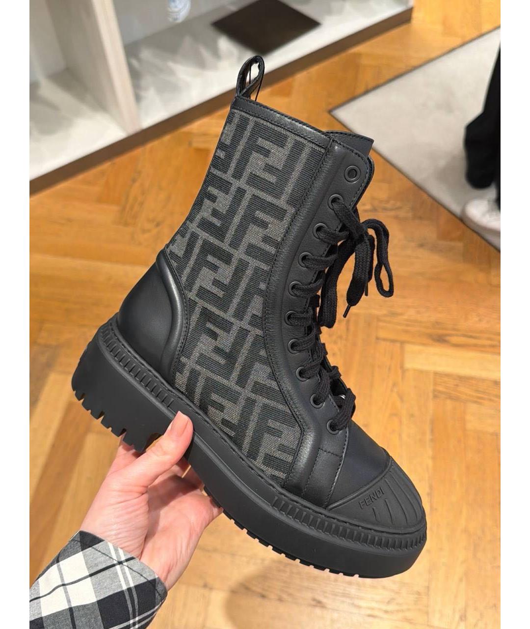 FENDI Черные текстильные сапоги, фото 2