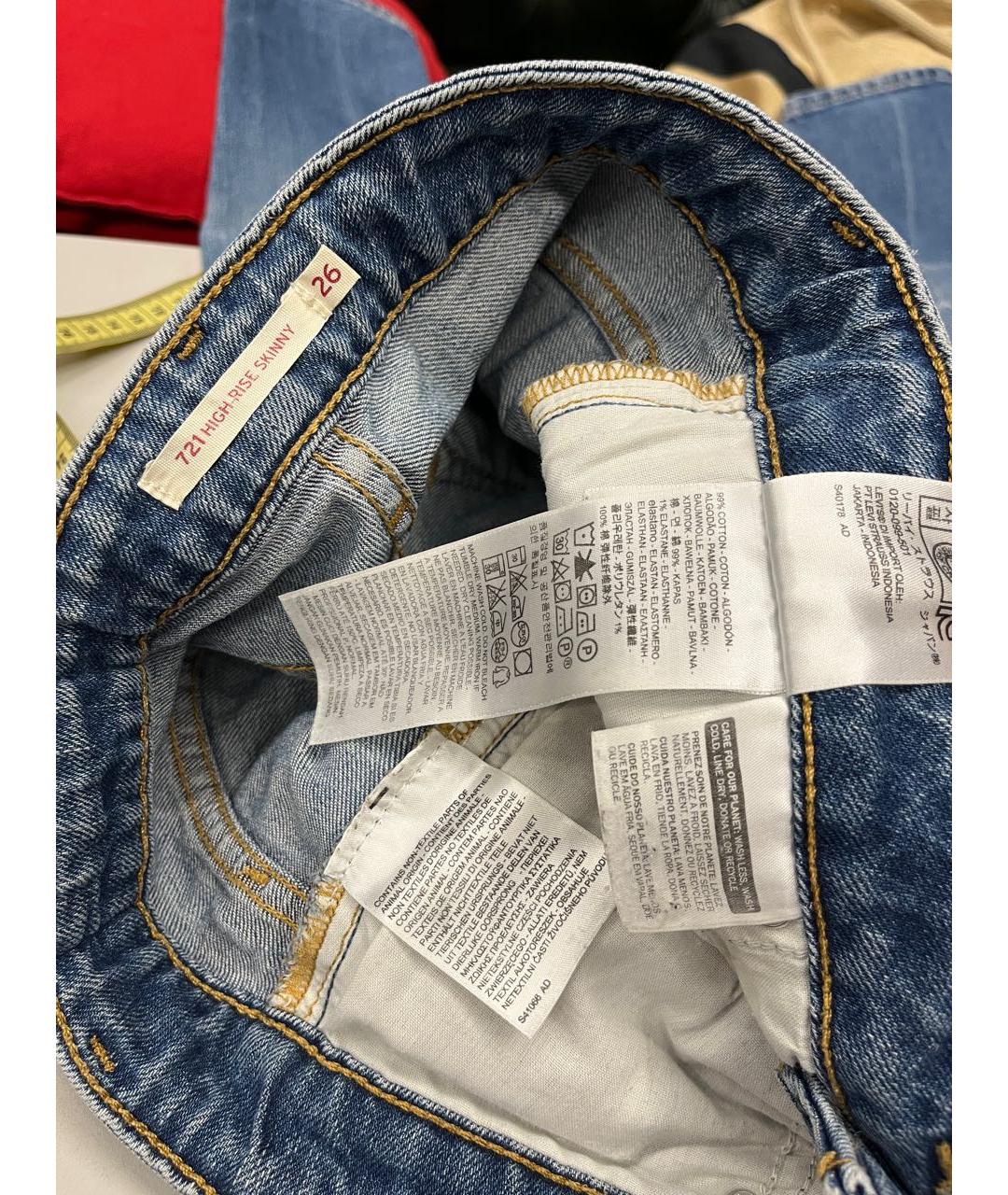 LEVI'S Голубые хлопко-эластановые джинсы слим, фото 4