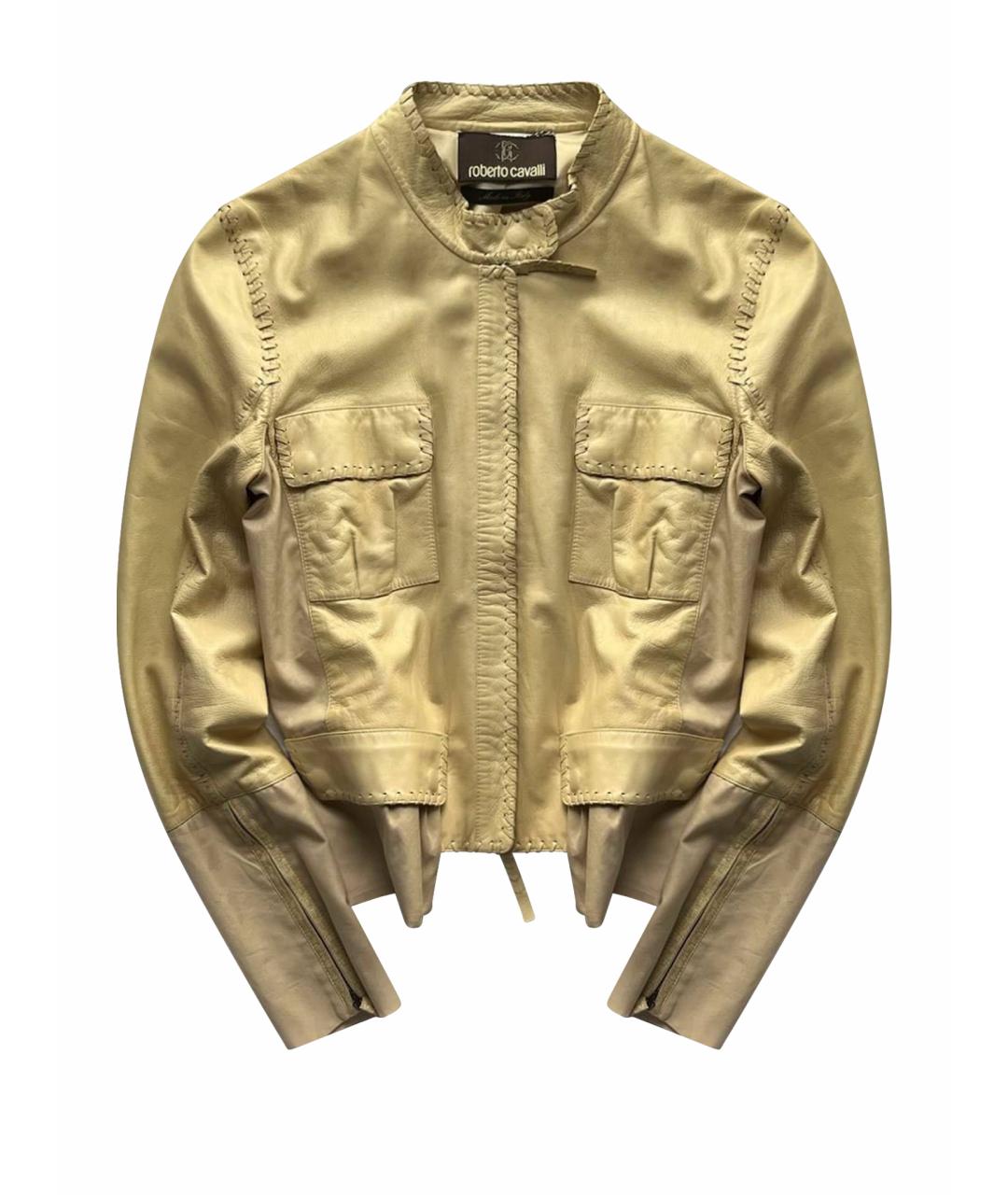ROBERTO CAVALLI Желтая кожаная куртка, фото 1