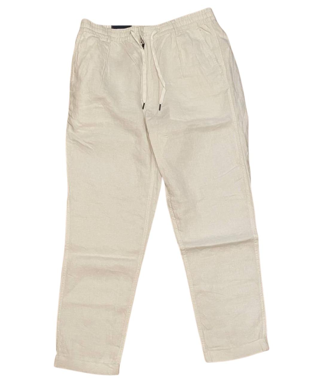 POLO RALPH LAUREN Белые льняные повседневные брюки, фото 1