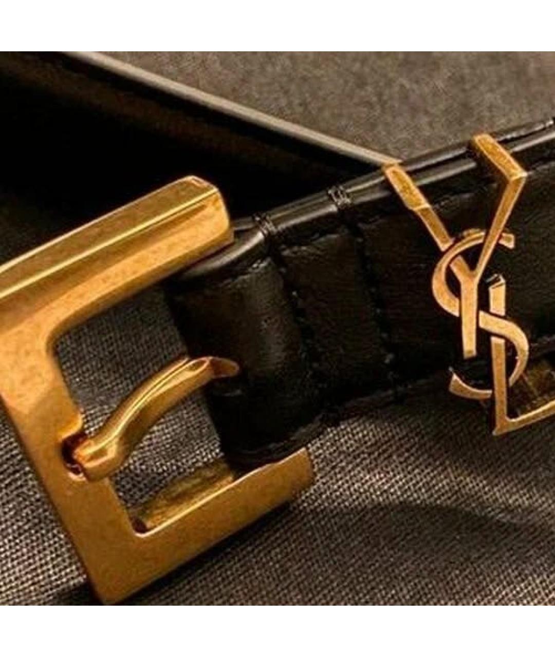 SAINT LAURENT Черный кожаный ремень, фото 3