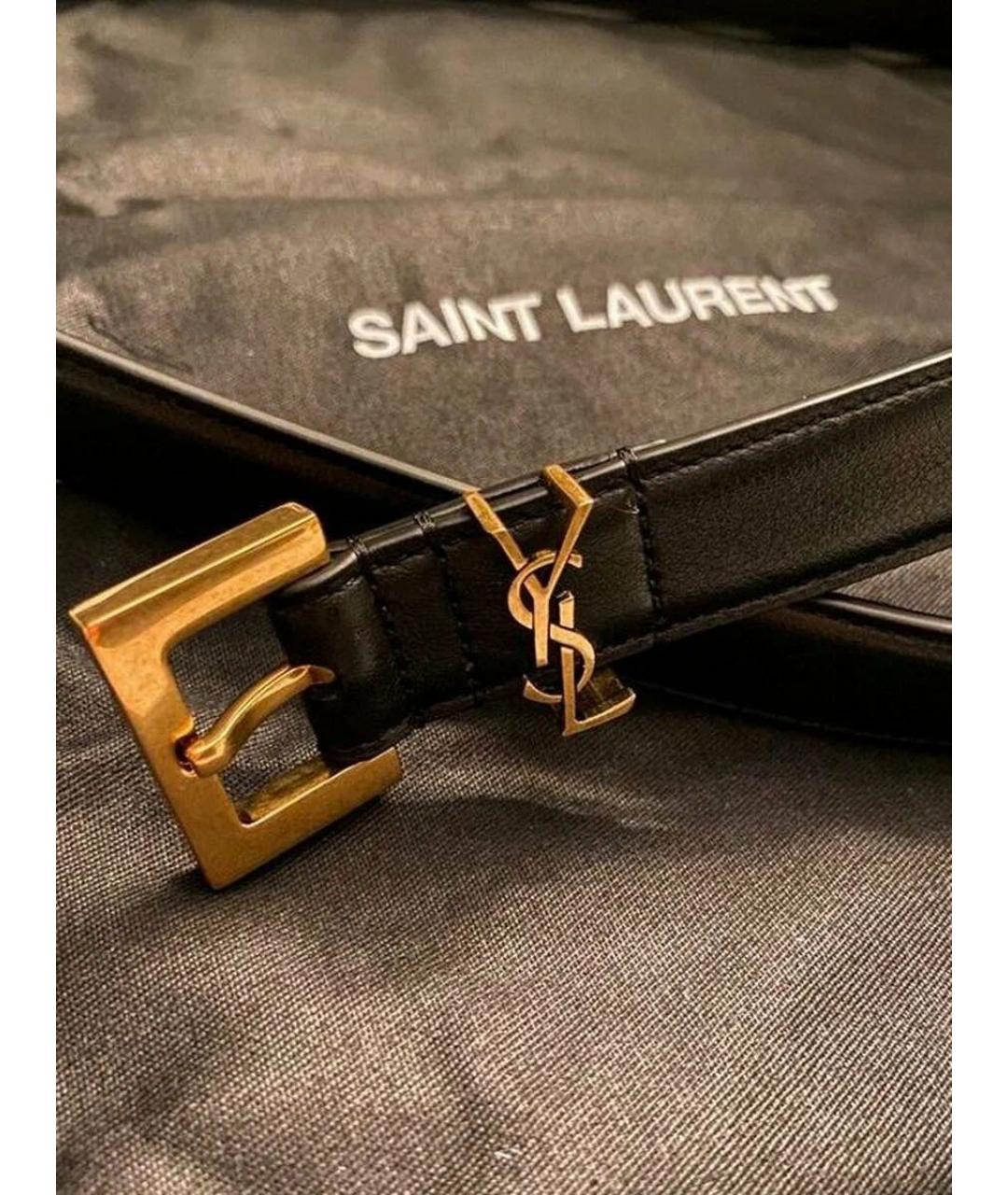 SAINT LAURENT Черный кожаный ремень, фото 2