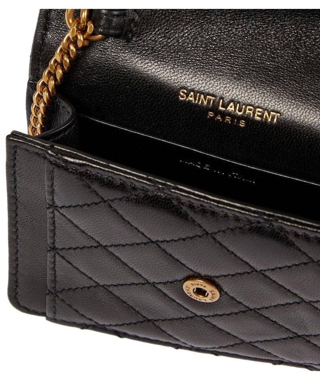 SAINT LAURENT Черная кожаная сумка через плечо, фото 2