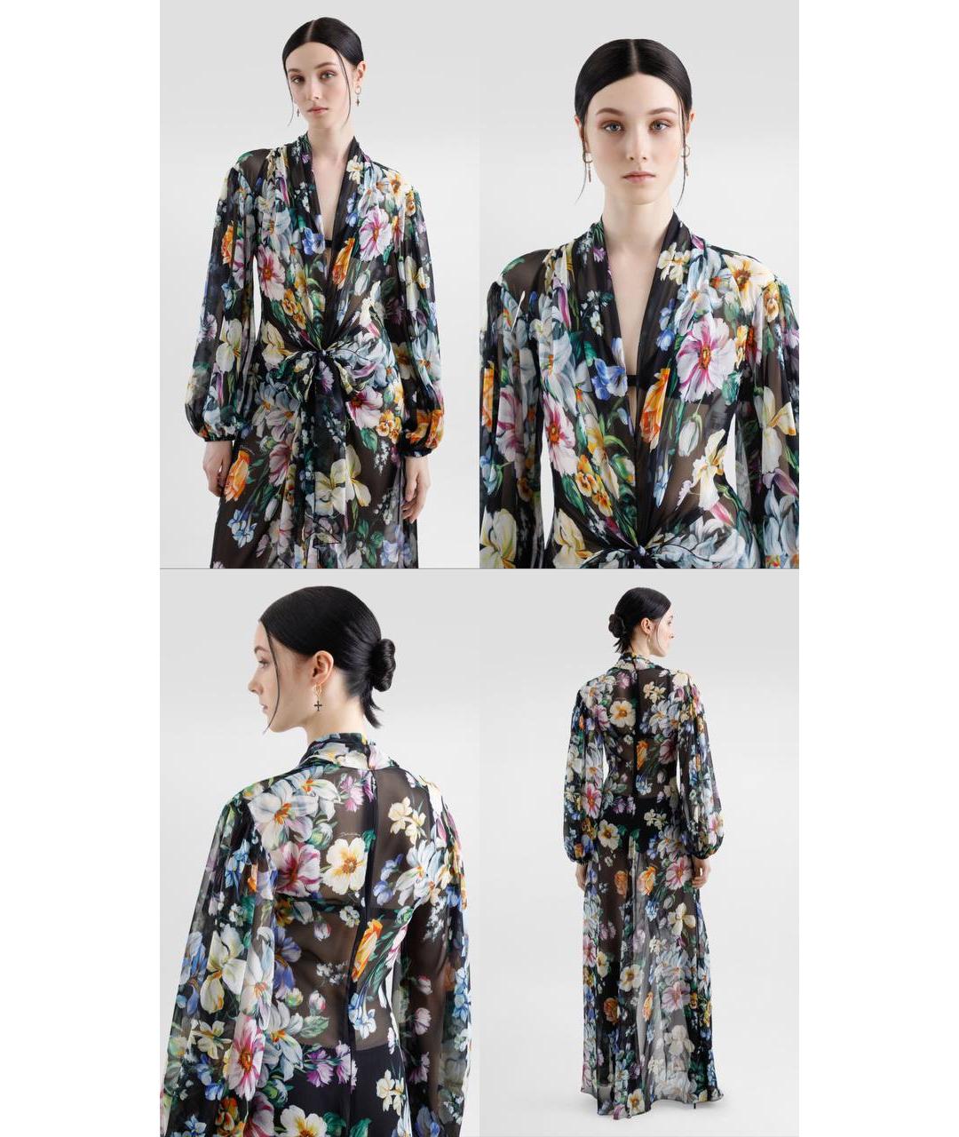 DOLCE&GABBANA Мульти шифоновое платье, фото 4