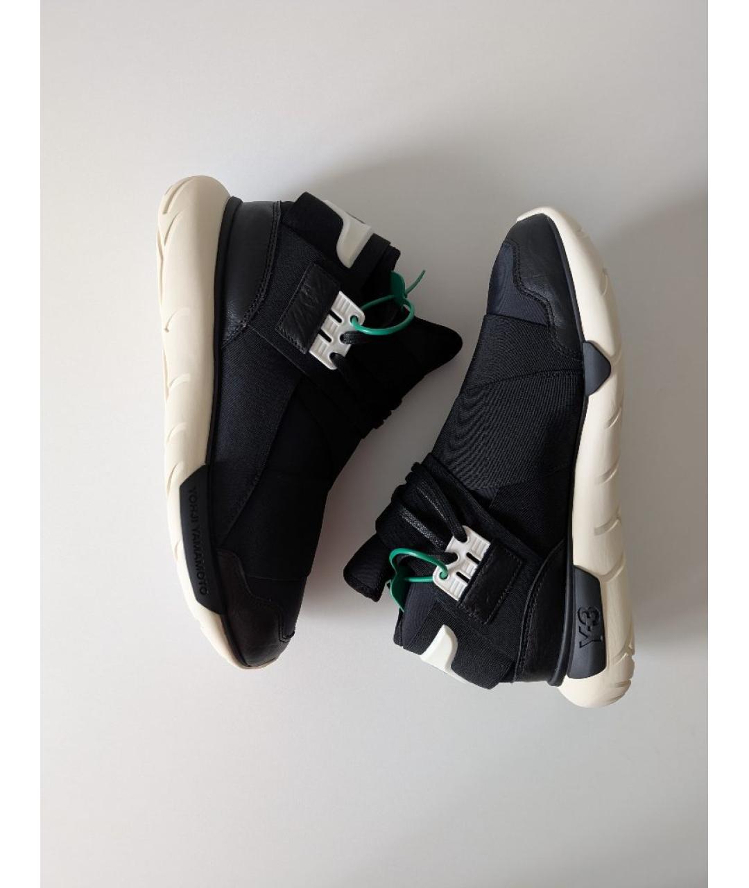 Y-3 Черные кожаные высокие кроссовки / кеды, фото 3