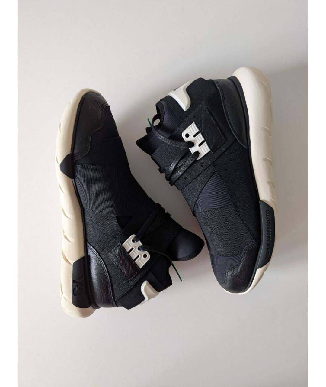 Y-3 Черные кожаные высокие кроссовки / кеды, фото 2