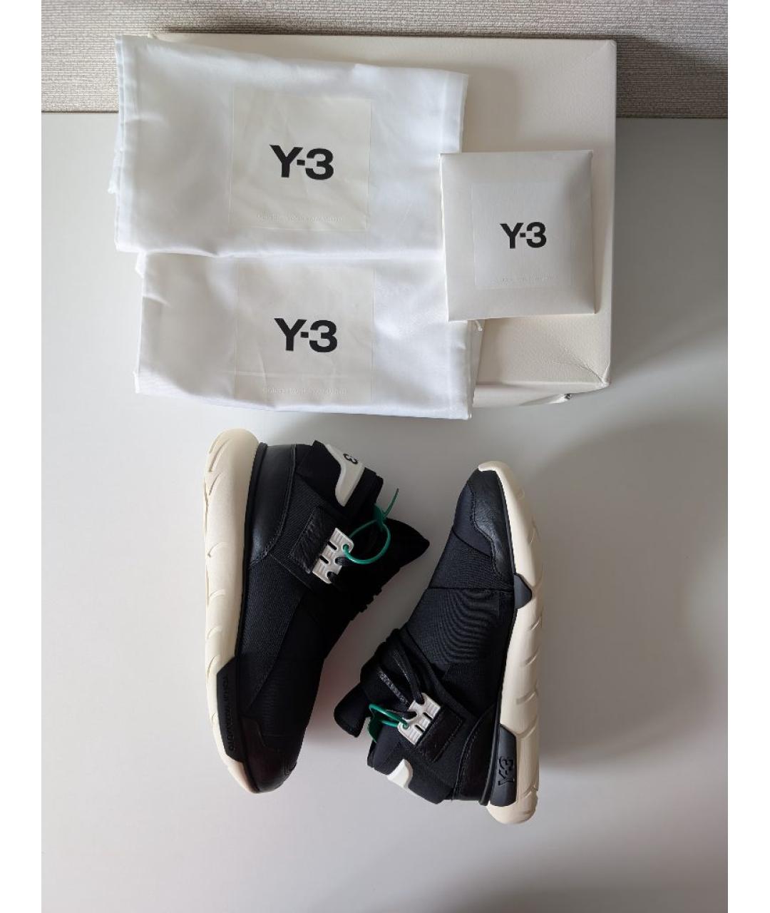 Y-3 Черные кожаные высокие кроссовки / кеды, фото 9