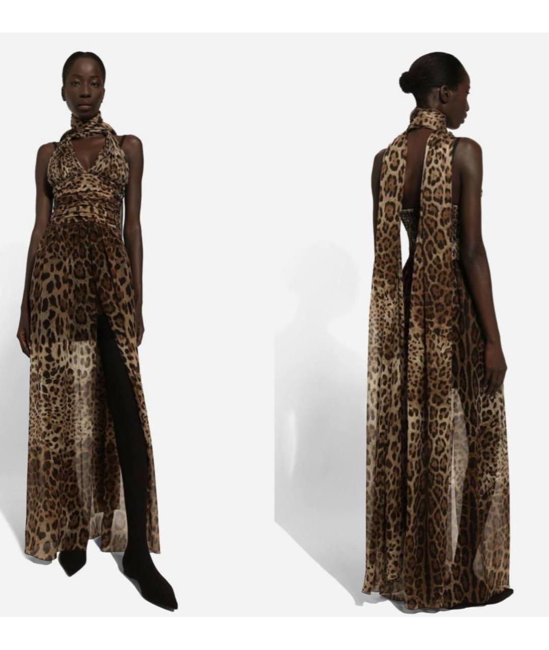 DOLCE&GABBANA Коричневое шелковое платье, фото 5