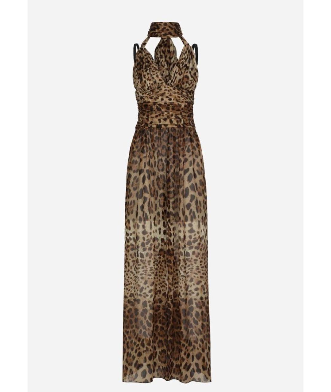 DOLCE&GABBANA Коричневое шелковое платье, фото 8