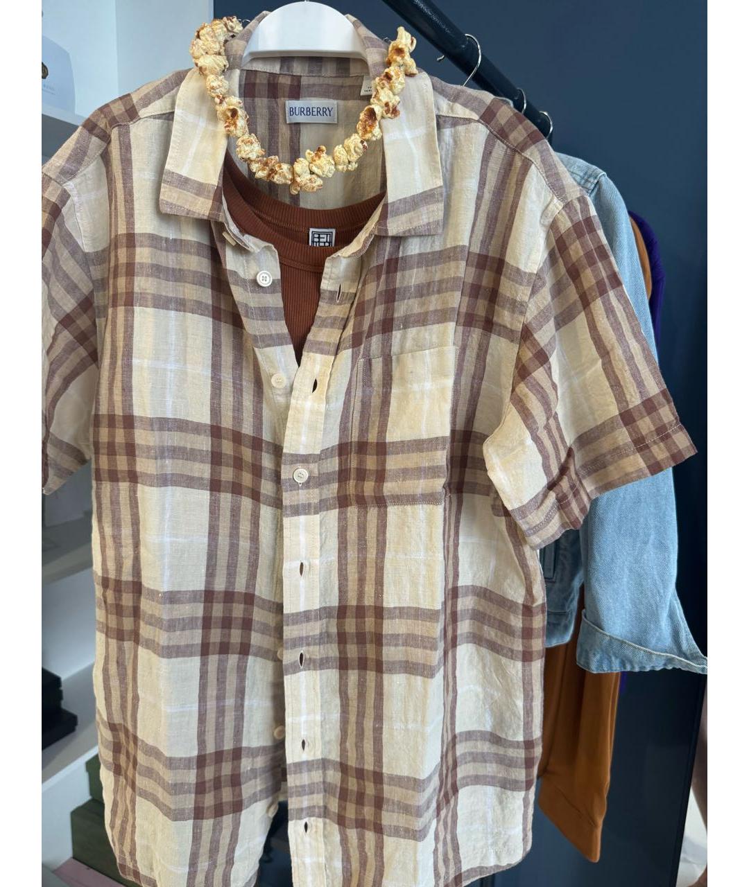 BURBERRY Мульти льняная рубашка, фото 2