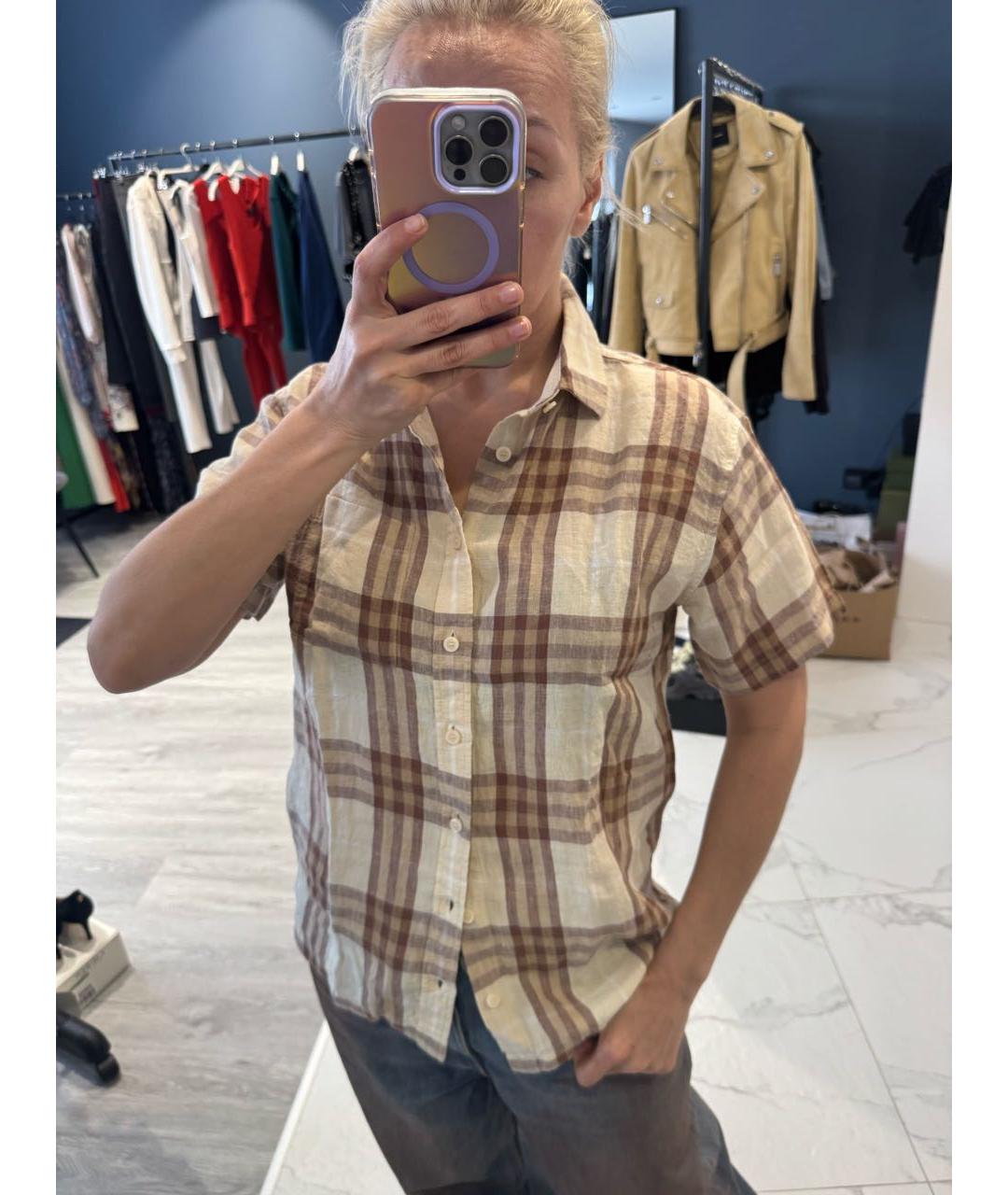 BURBERRY Мульти льняная рубашка, фото 3
