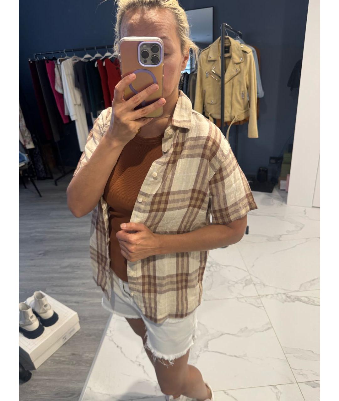 BURBERRY Мульти льняная рубашка, фото 4