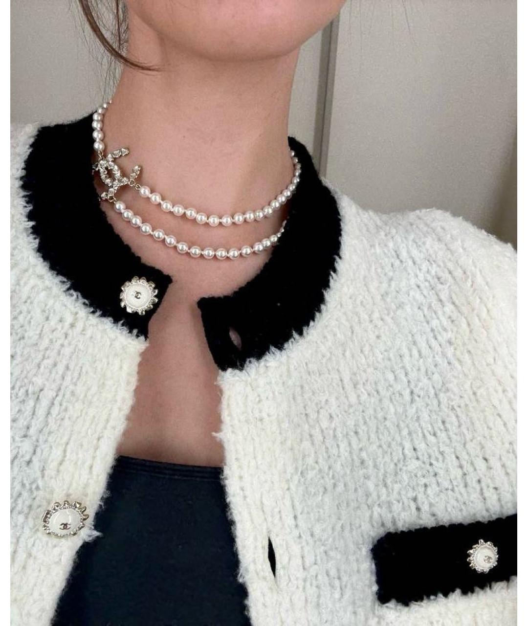 CHANEL Белое жемчужное колье, фото 4