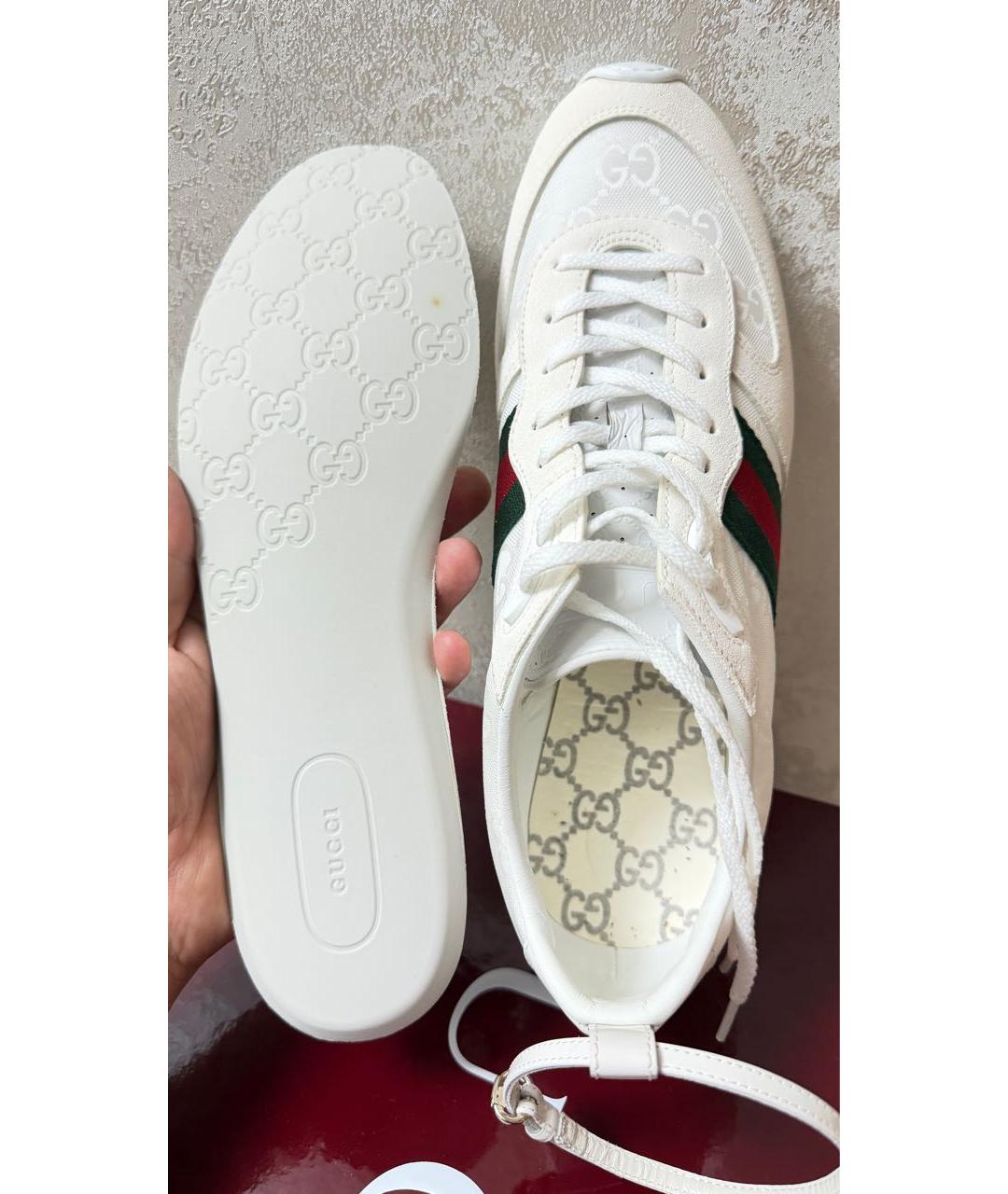 GUCCI Белые замшевые кроссовки, фото 5