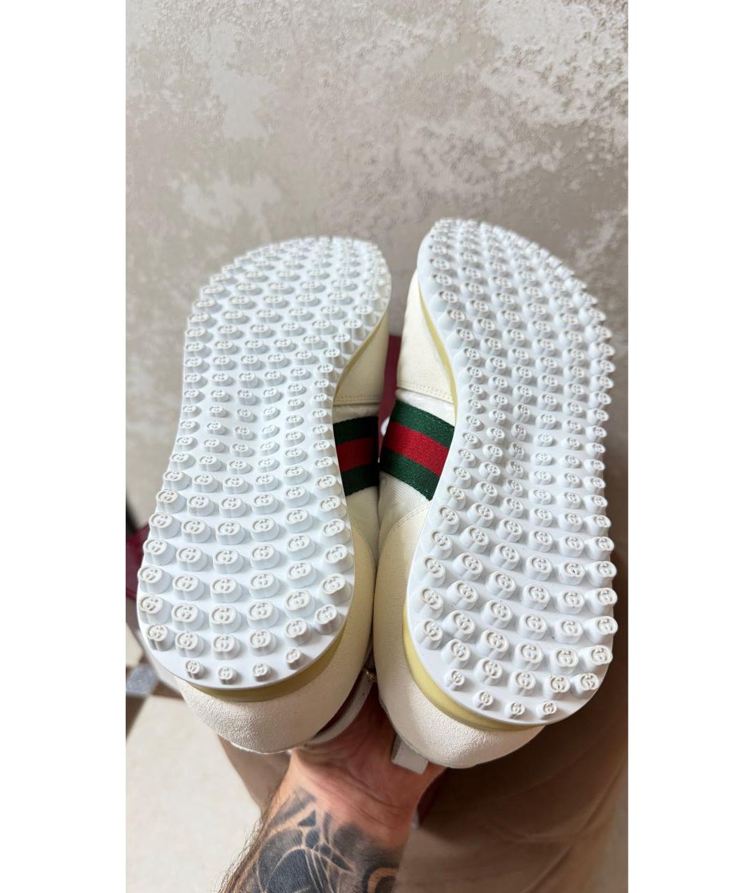 GUCCI Белые замшевые кроссовки, фото 4