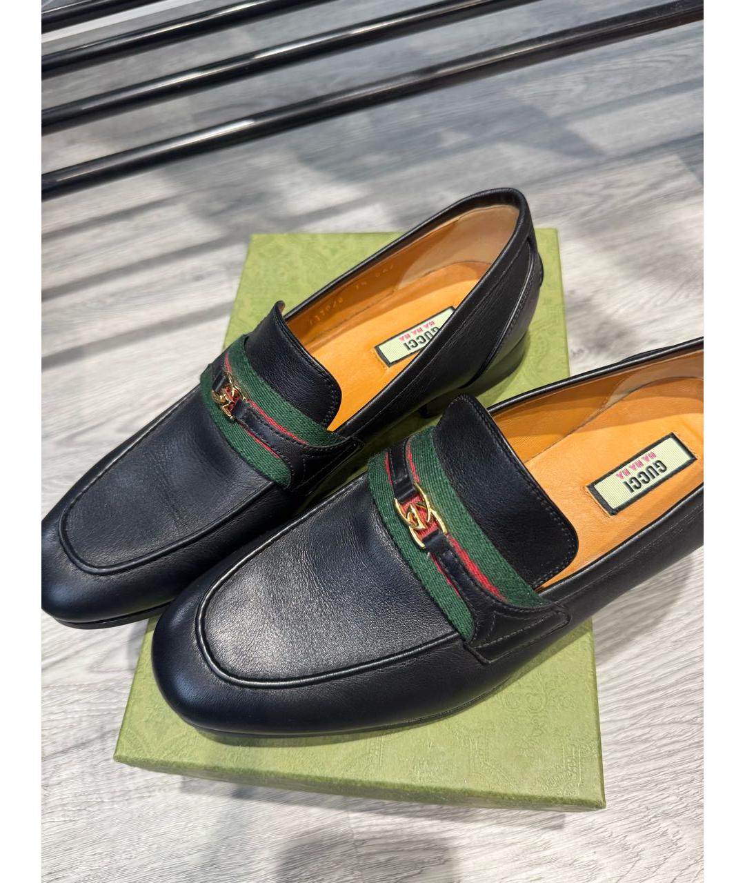 GUCCI Черные кожаные туфли, фото 4