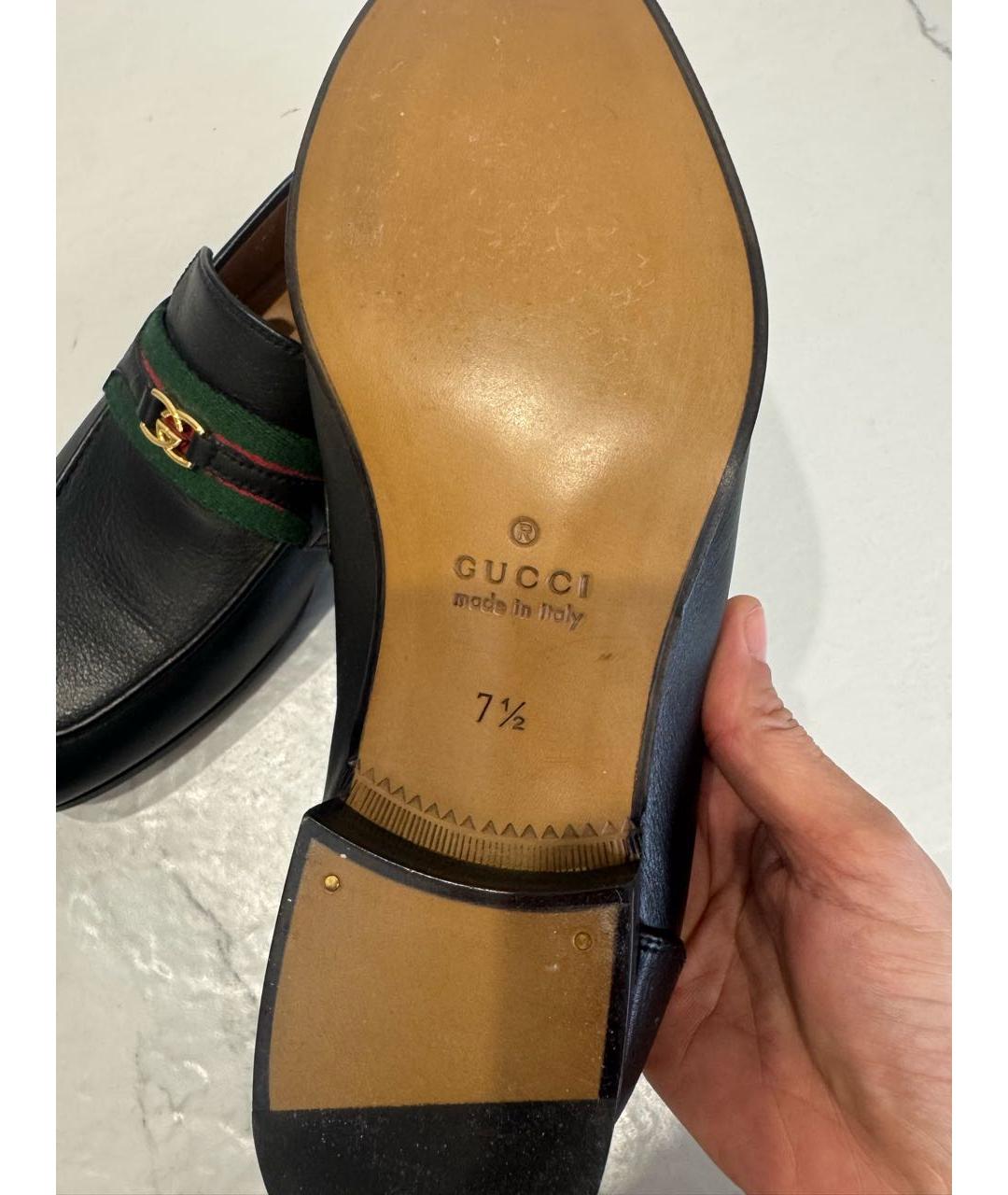GUCCI Черные кожаные туфли, фото 5