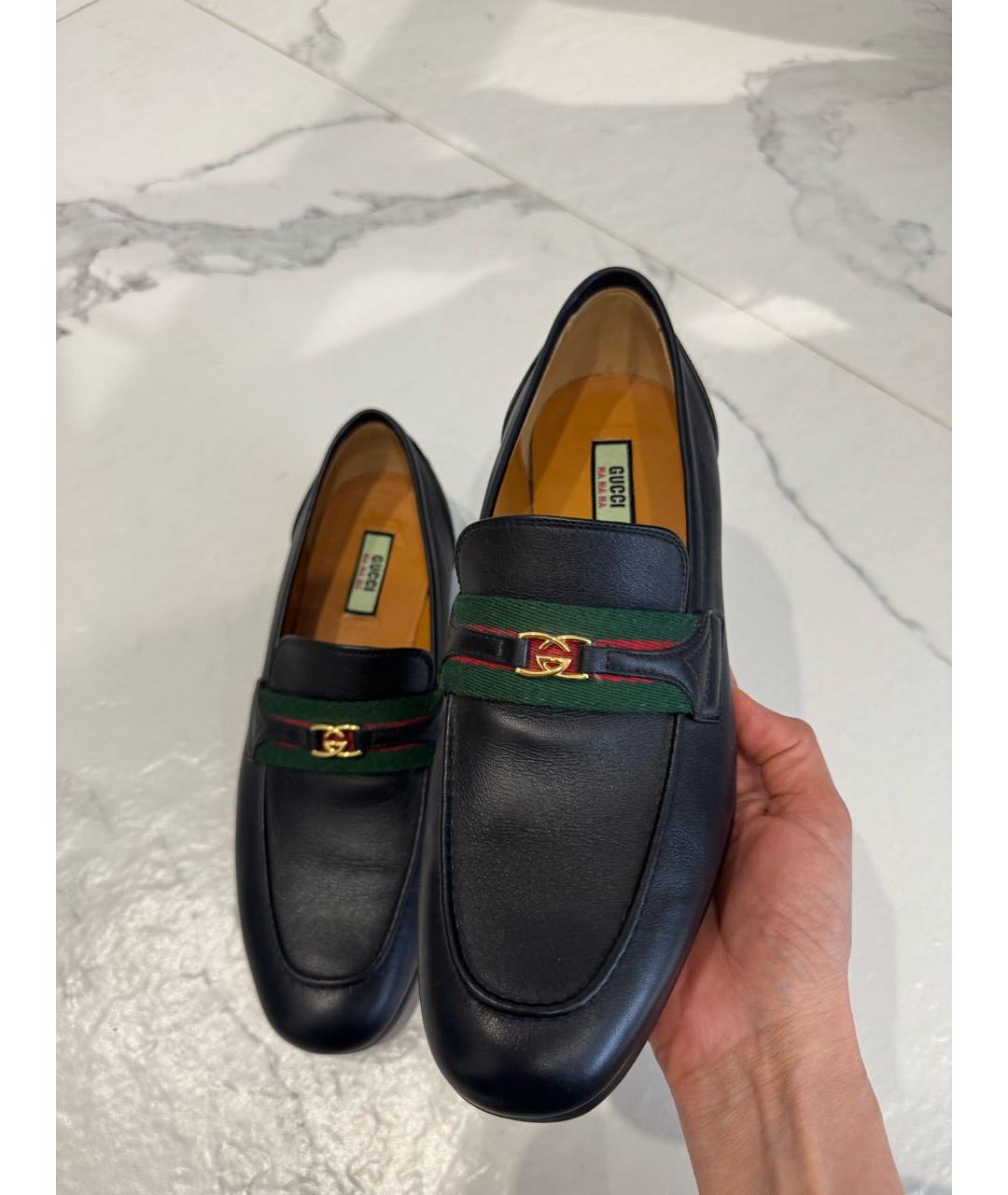 GUCCI Черные кожаные туфли, фото 2