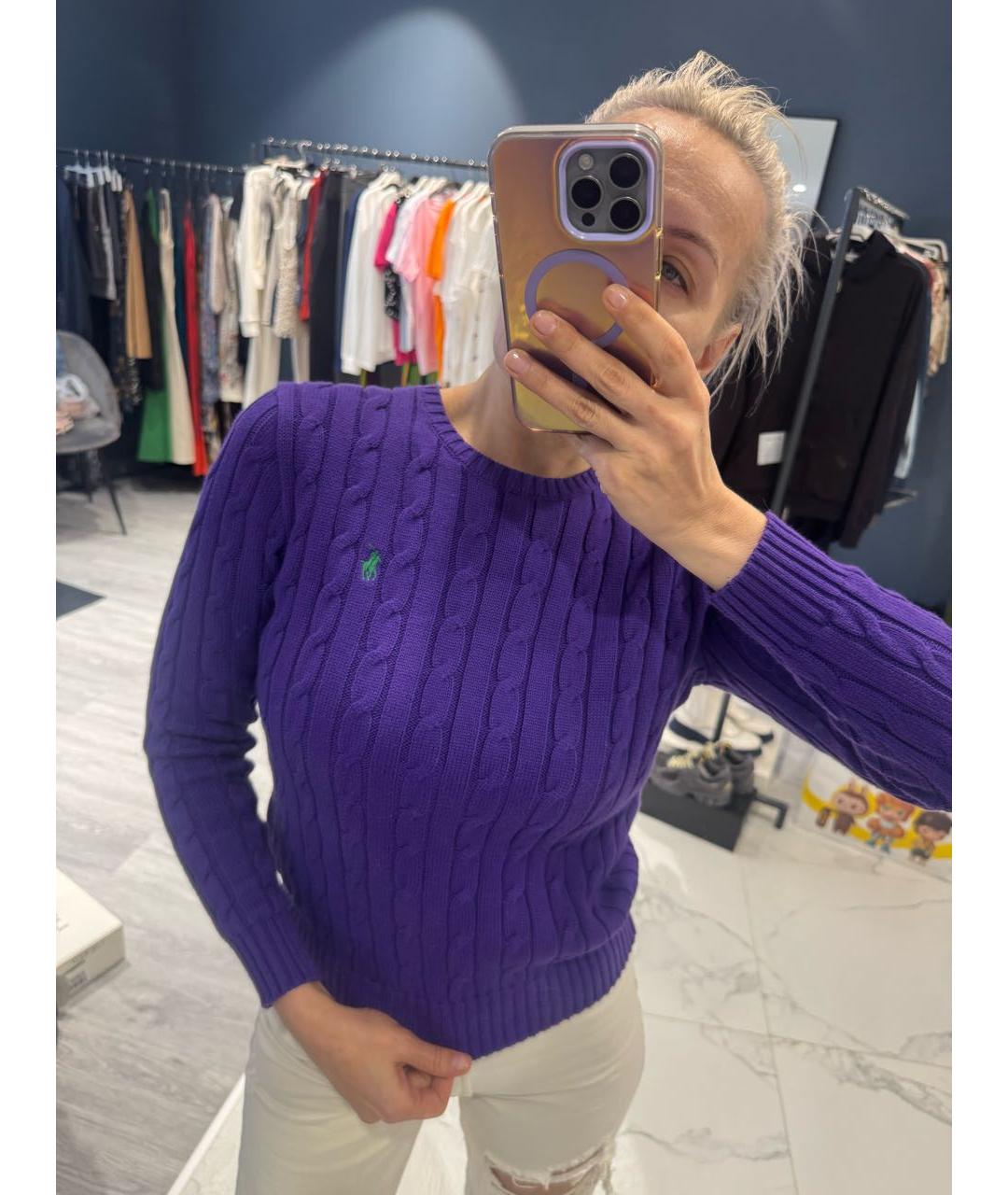 POLO RALPH LAUREN Фиолетовый хлопковый джемпер / свитер, фото 4