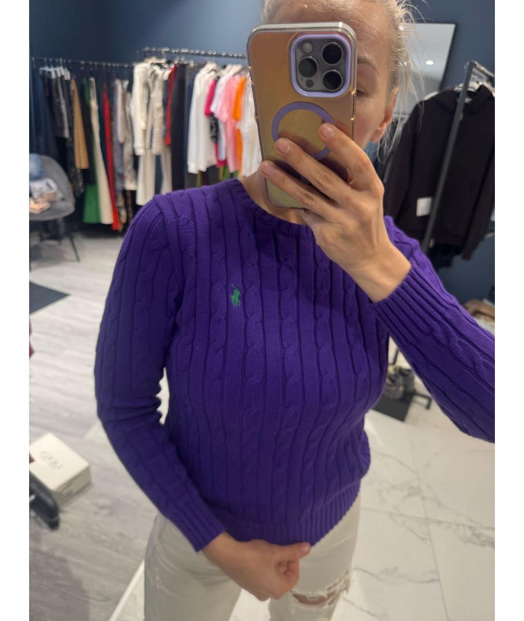 POLO RALPH LAUREN Фиолетовый хлопковый джемпер / свитер, фото 3