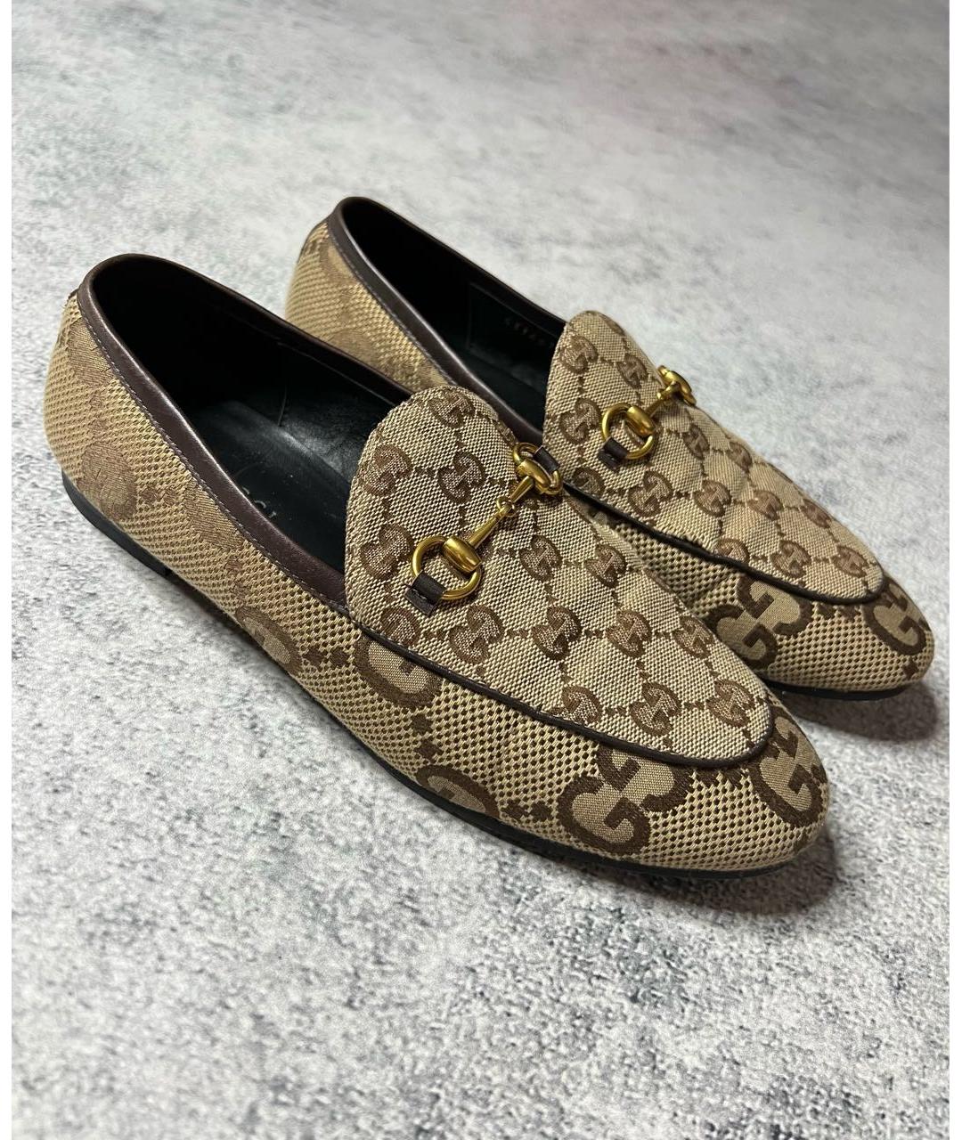 GUCCI Бежевые текстильные лоферы, фото 2