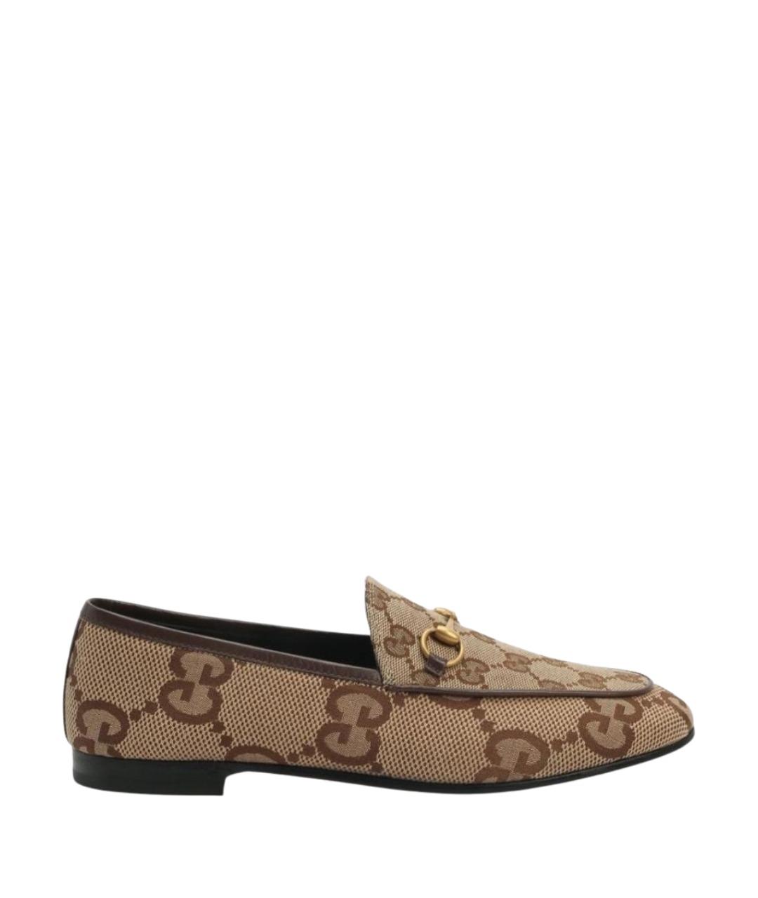 GUCCI Бежевые текстильные лоферы, фото 1