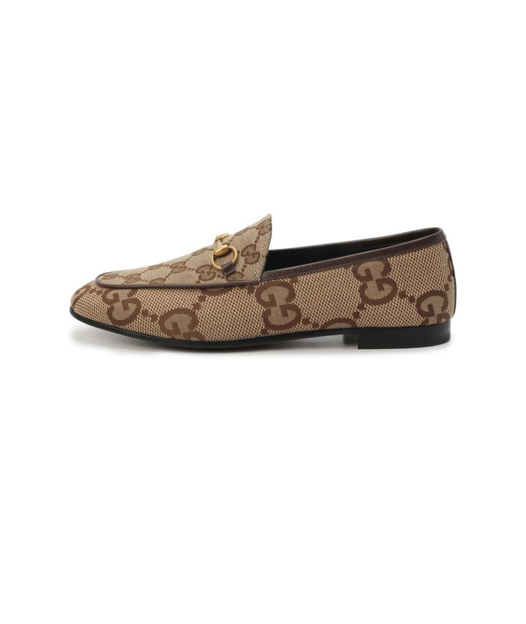 GUCCI Бежевые текстильные лоферы, фото 9