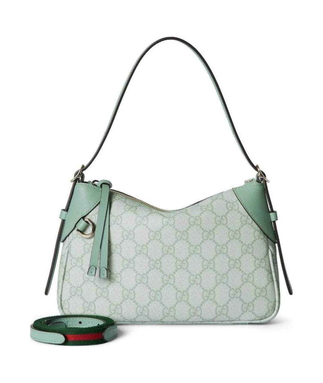 GUCCI Зеленая сумка через плечо из канвы, фото 2