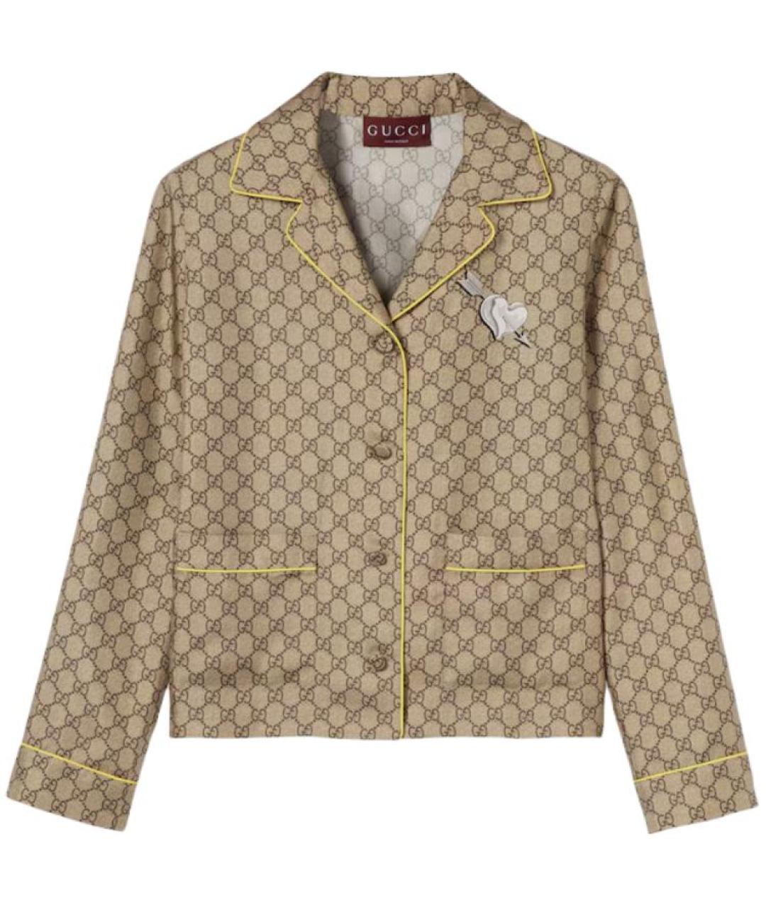 GUCCI Бежевая шелковая рубашка, фото 1