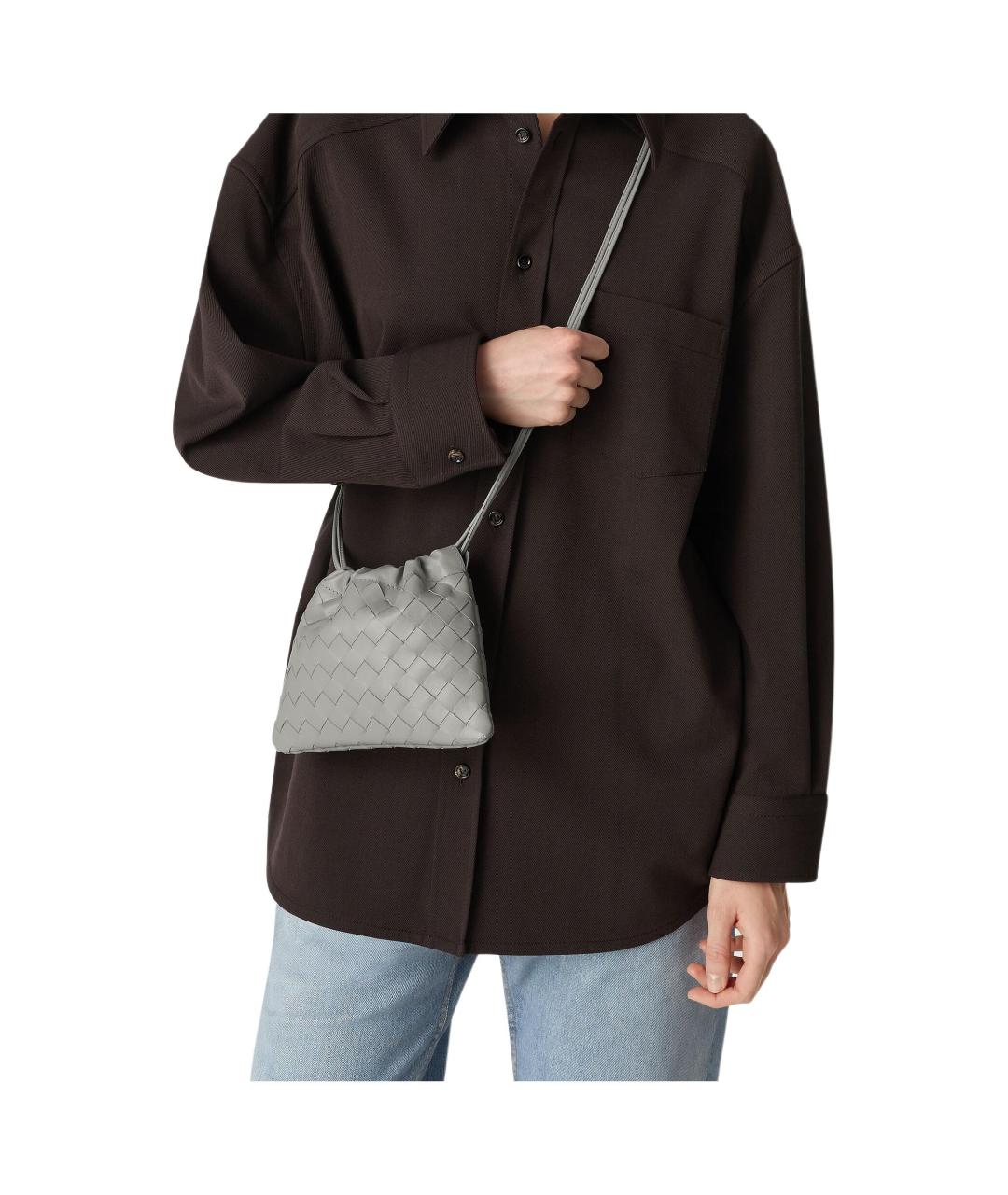 BOTTEGA VENETA Серая кожаная сумка через плечо, фото 4