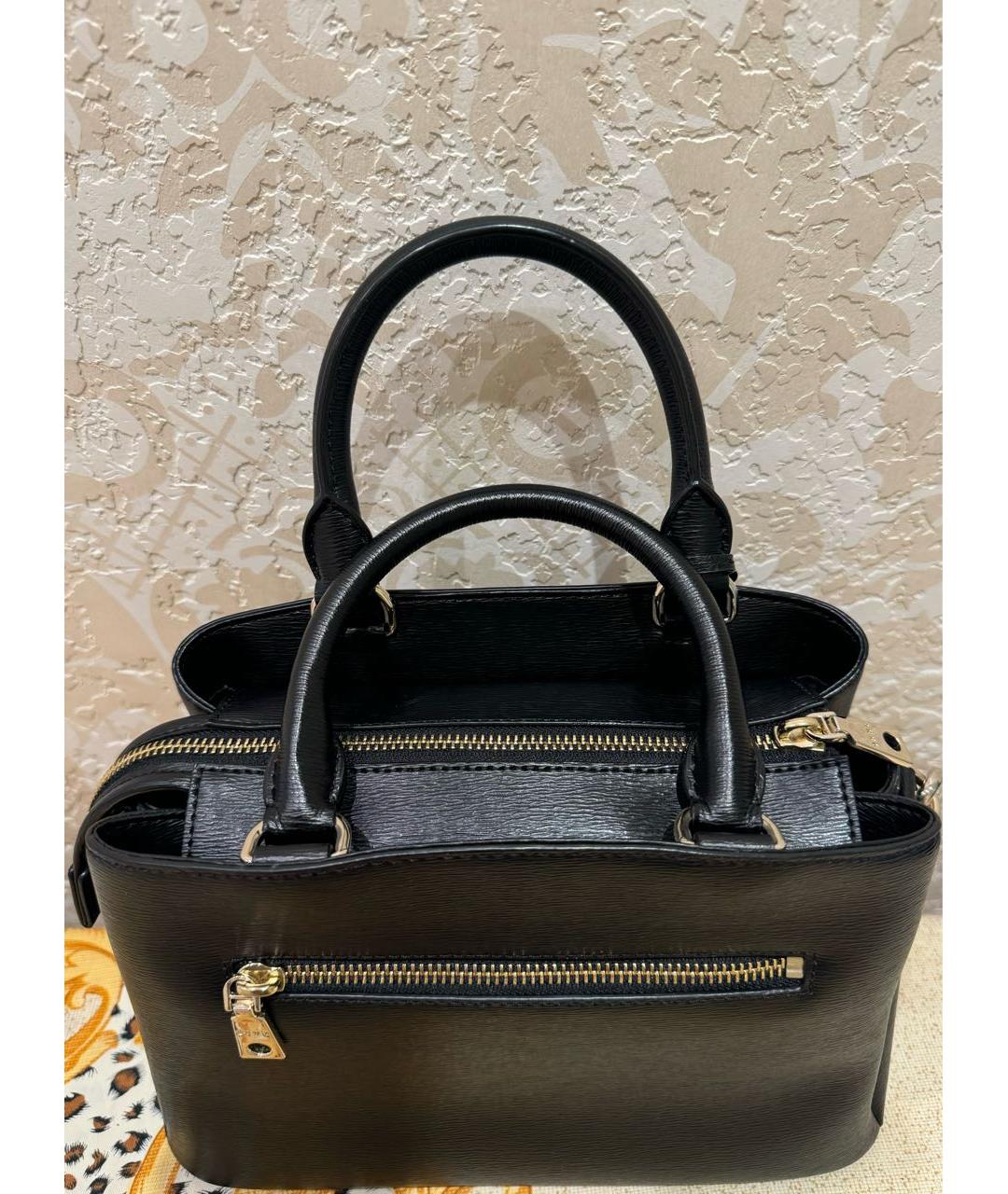 DKNY Черная кожаная сумка с короткими ручками, фото 3