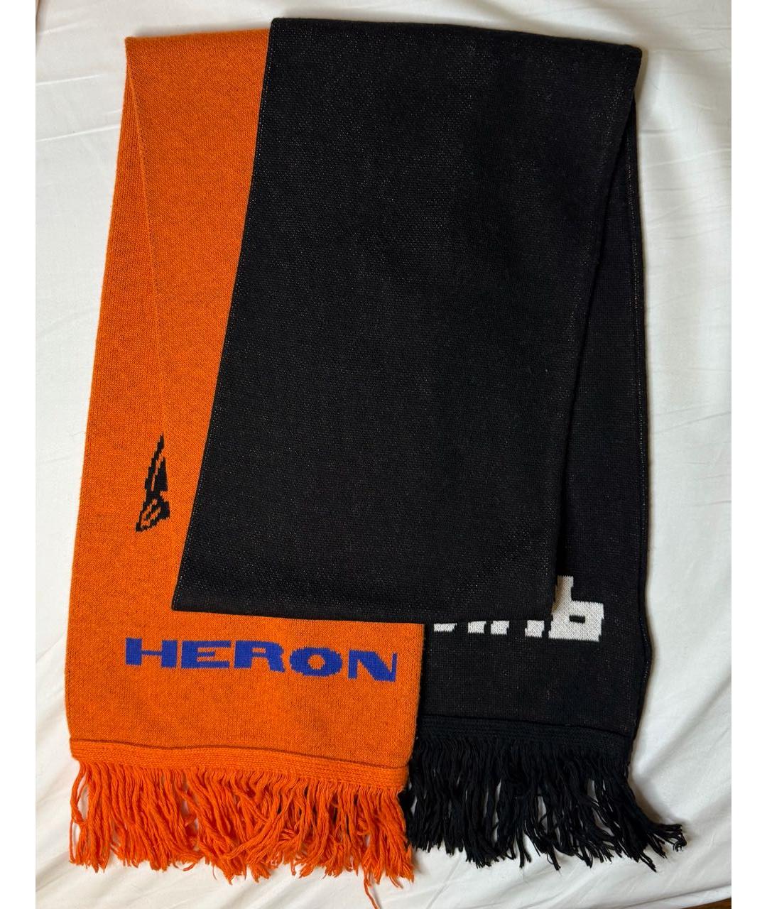 HERON PRESTON Черный шерстяной шарф, фото 3