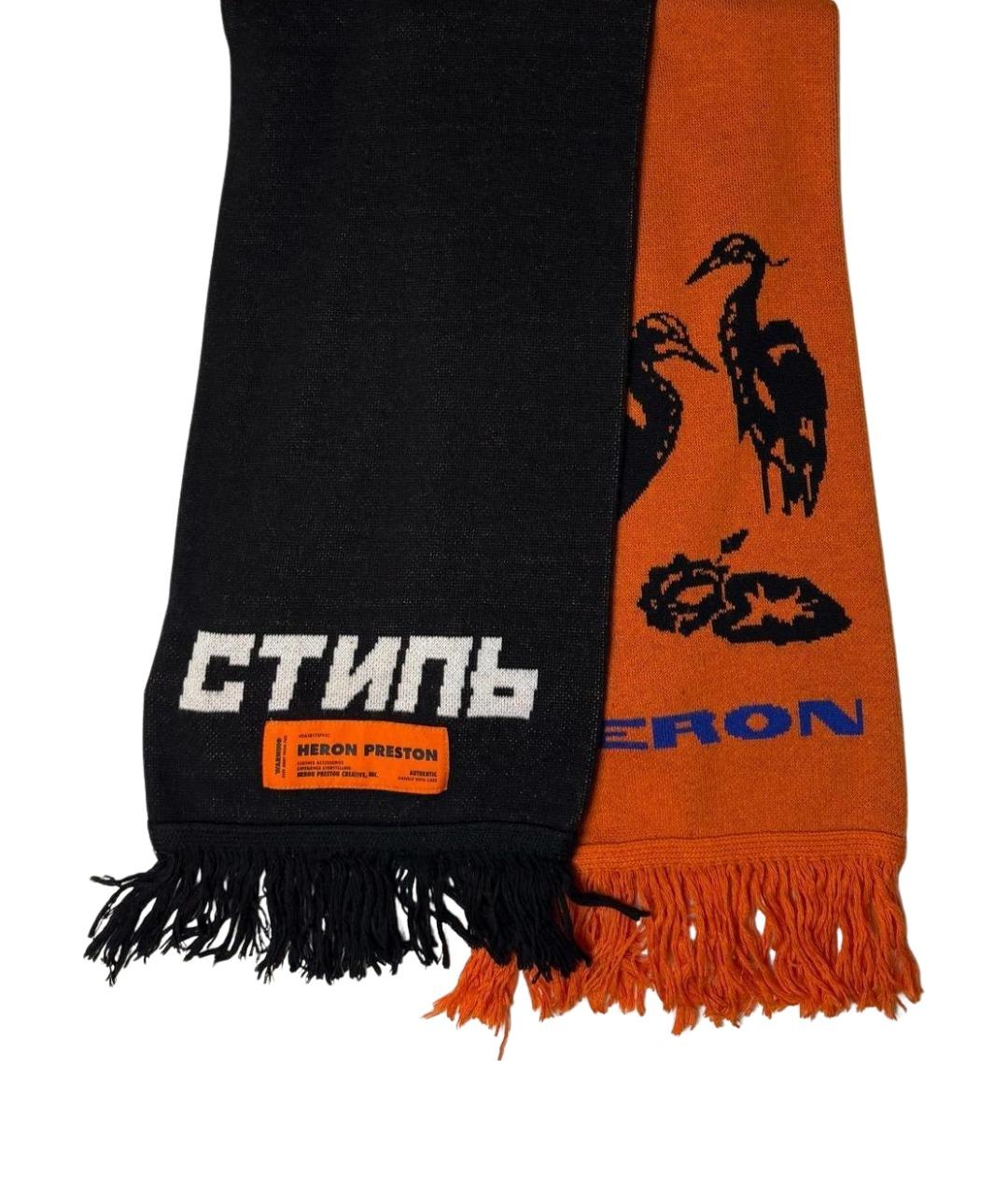 HERON PRESTON Черный шерстяной шарф, фото 1
