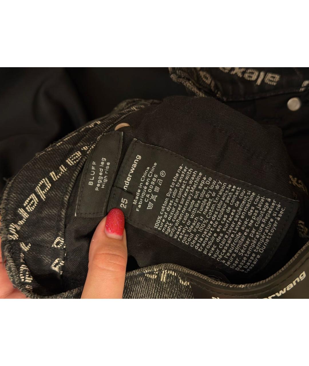 ALEXANDER WANG Антрацитовые хлопковые прямые джинсы, фото 5