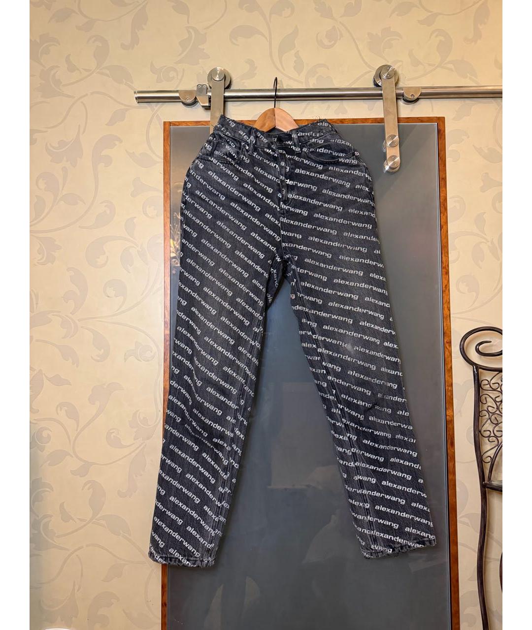 ALEXANDER WANG Антрацитовые хлопковые прямые джинсы, фото 9