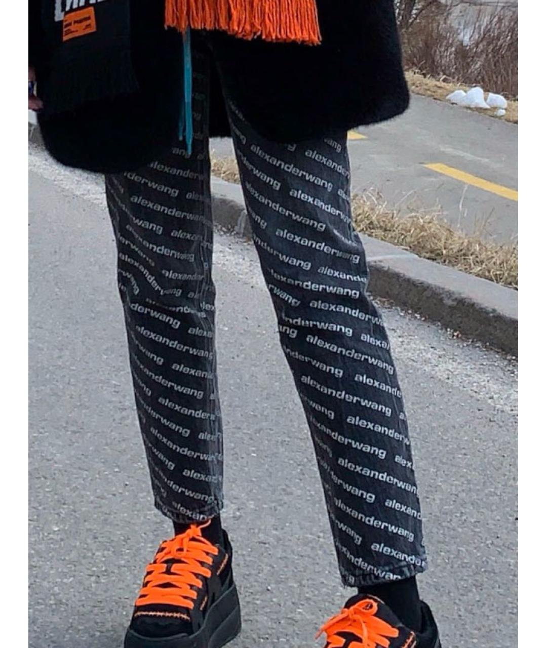 ALEXANDER WANG Антрацитовые хлопковые прямые джинсы, фото 3