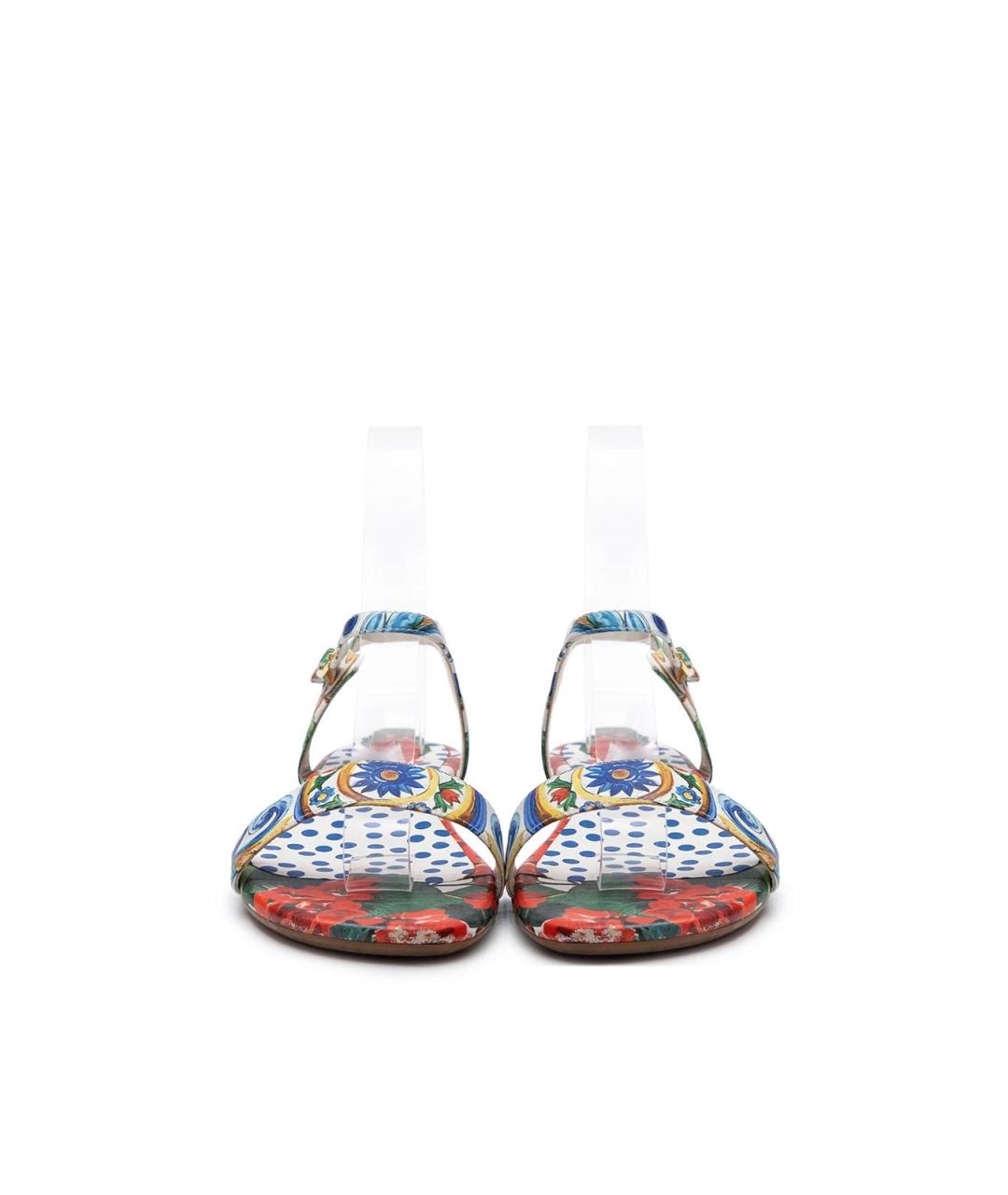 DOLCE&GABBANA Белые кожаные сандалии, фото 5