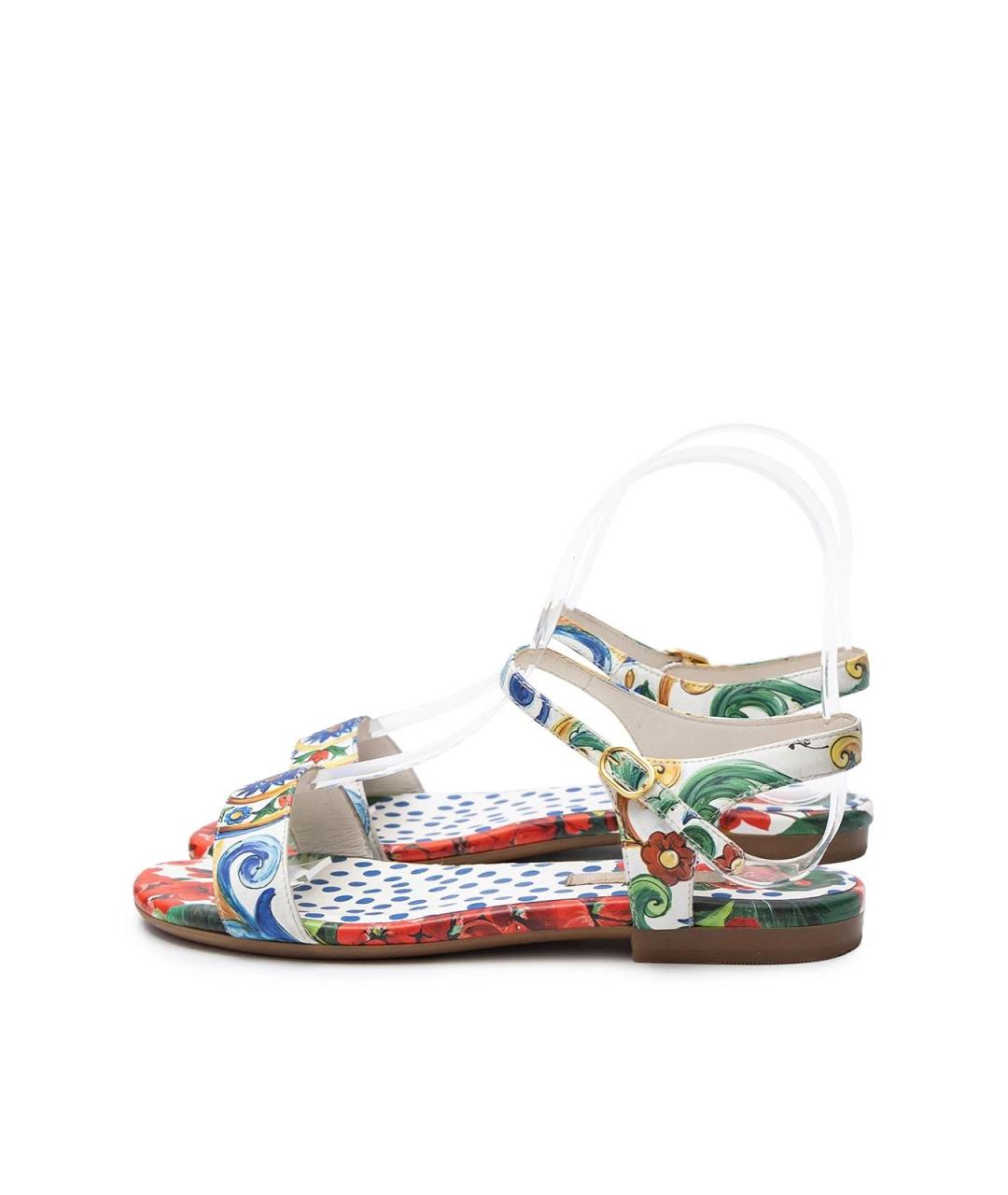 DOLCE&GABBANA Белые кожаные сандалии, фото 3