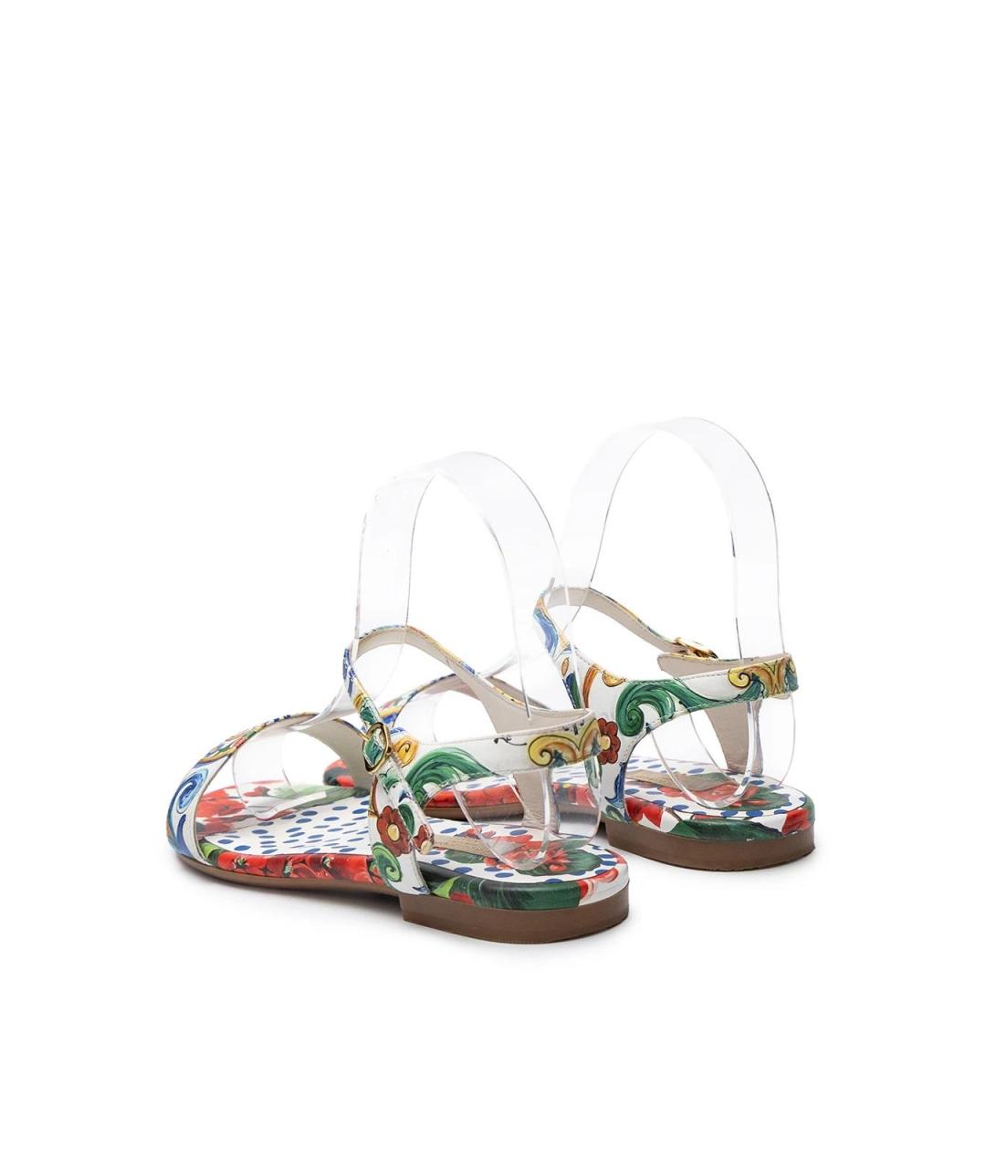 DOLCE&GABBANA Белые кожаные сандалии, фото 4
