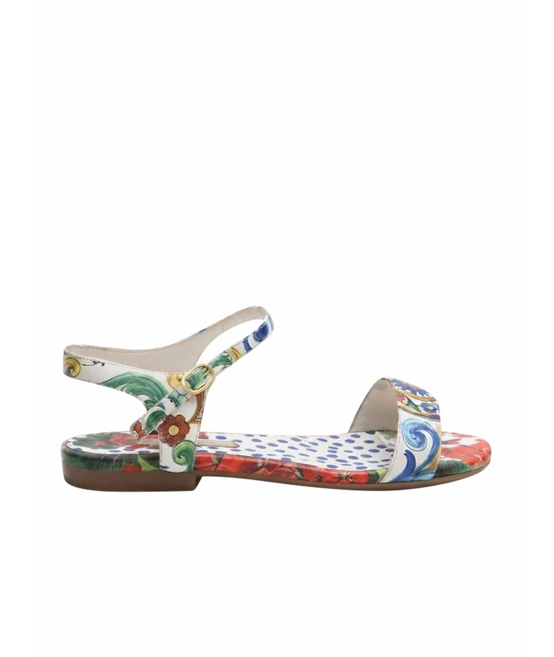 DOLCE&GABBANA Белые кожаные сандалии, фото 1