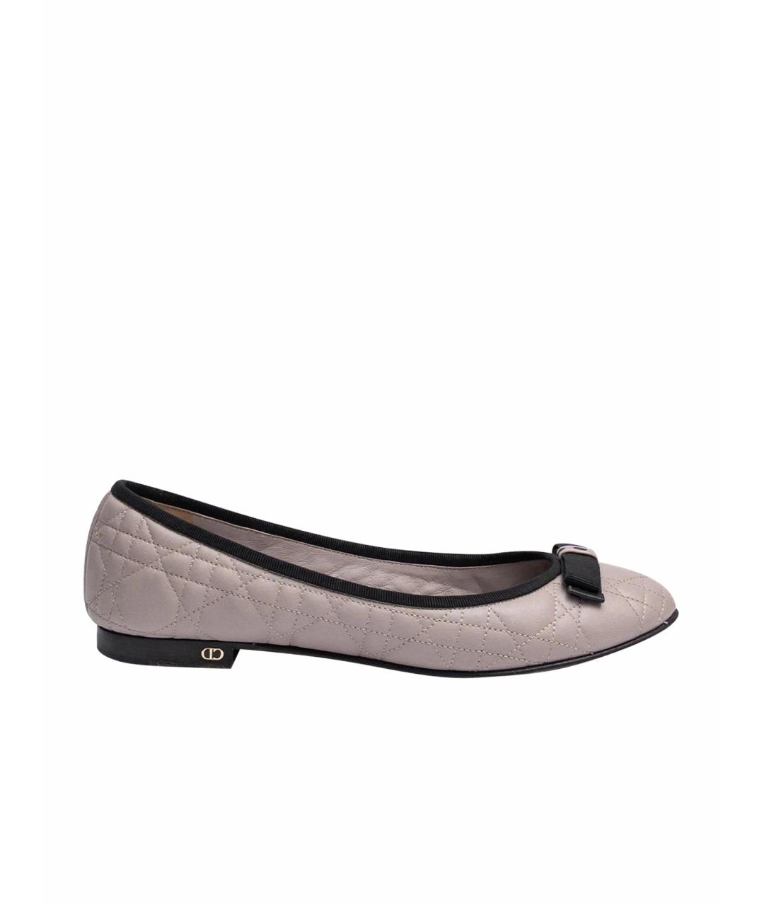 CHRISTIAN DIOR Серые кожаные балетки, фото 1